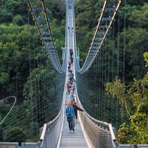 Die Rappbodetalsperre mit Hängebrücke ist ein beliebtes Ausflugsziel im Oberharz.